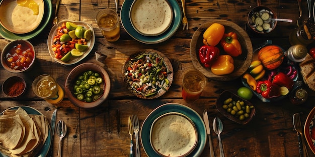 Mesa con platos tradicionales